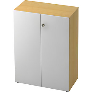 Aktenschrank, Flügeltüren, 2 Fachböden, Buche / alusilber.