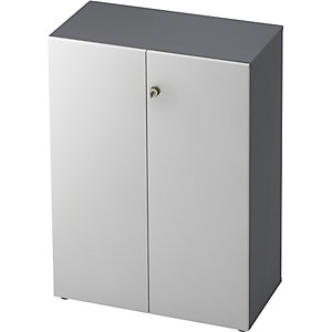 Aktenschrank, Flügeltüren, 2 Fachböden, graphit / alusilber.