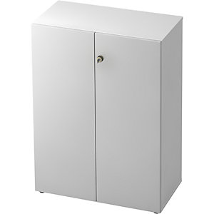 Aktenschrank, Flügeltüren, 2 Fachböden, weiß / alusilber.