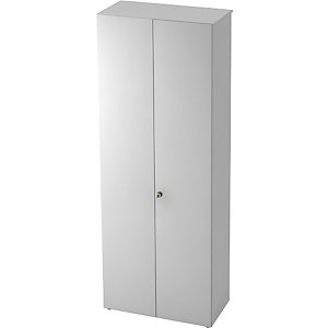 Aktenschrank, Flügeltüren, 5 Fachböden, weiß / alusilber.