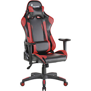 Bürostuhl Gaming, Wippmechanik mit Gegengewichteinstellung, schwarz/rot.