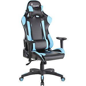 Bürostuhl Gaming, Wippmechanik mit Gegengewichteinstellung, schwarz/blau.
