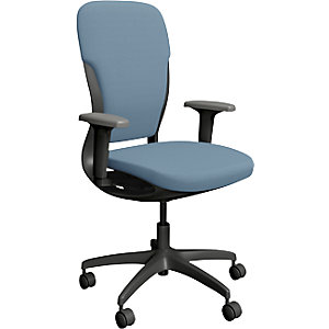 Bürodrehstuhl MOTION, Polsterrückenlehne, dunkelgrau, hellblau.
