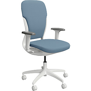Bürodrehstuhl MOTION, Polsterrückenlehne, weiß, hellblau.