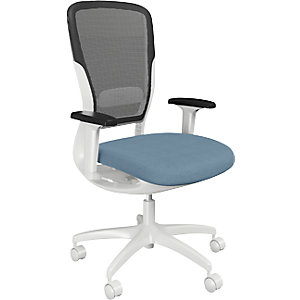 Bürodrehstuhl MOTION, Netzrückenlehne, weiß, hellblau.