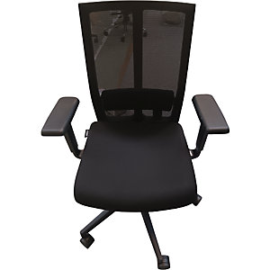 Bürodrehstuhl AERO, mit Armlehnen und Universalrollen, Rückenlehne / Sitz schwarz.