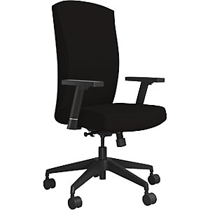 Bürodrehstuhl BEAT, mit Armlehnen und Universalrollen, Rückenlehne / Sitz schwarz.