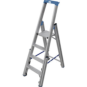 Treppen-Stufenstehleiter, mit Niveauausgleich, einseitig begehbar, 4 Stufen.