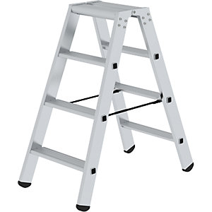Stufen-Stehleiter, beidseitig, Standard-Ausführung, 2 x 4 Stufen.