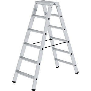 Stufen-Stehleiter, beidseitig, Standard-Ausführung, 2 x 6 Stufen.