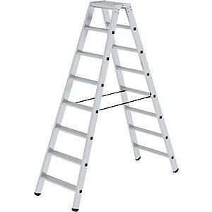 Stufen-Stehleiter, beidseitig, Standard-Ausführung, 2 x 8 Stufen.