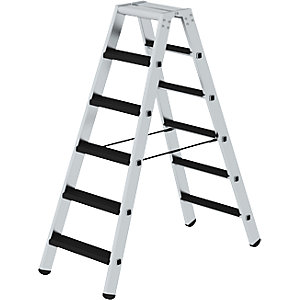 Stufen-Stehleiter, beidseitig, Ausführung gepolstert, 2 x 6 Stufen.