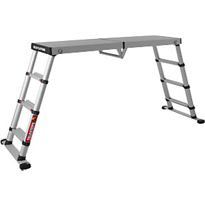 Teleskop-Arbeitsplattform, Plattform 1365 x 410 mm, höhenverstellbar bis 880 mm.