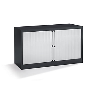 Euro-Rollladenschrank, Breite 1200 mm, 1 Fachboden, tiefschwarz / lichtgrau.