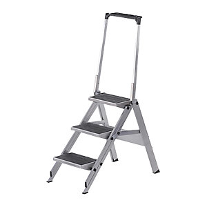 Alu-Klapptreppe, Stufen Alu mit PVC-Belag, mit Sicherheitsbügel, 3 Stufen.