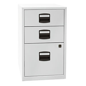 Beistellschrank PFA, 2 Schubladen, 1 Hängeregistratur, lichtgrau.