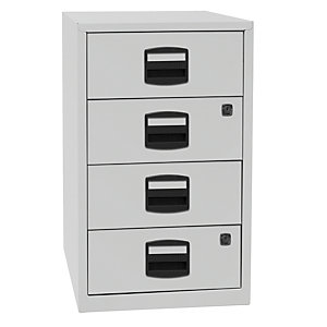 Beistellschrank PFA, 4 Universalschubladen, lichtgrau.