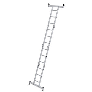 Alu-Vielzweckleiter, inkl. Arbeitsplattform, 12 Sprossen.