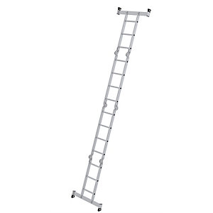 Alu-Vielzweckleiter, inkl. Arbeitsplattform, 14 Sprossen.