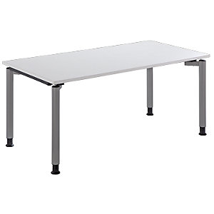 THEA - Schreibtisch mit 4-Fußgestell, Höhe 680 - 820 mm, Breite 1600 mm, altweiß.