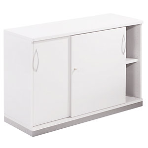THEA - Schiebetürenschrank, 1 Fachboden, 2 Ordnerhöhen, altweiß.
