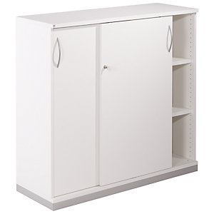 THEA - Schiebetürenschrank, 2 Fachböden, 3 Ordnerhöhen, altweiß.