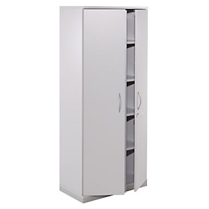 THEA - Flügeltürschrank, 4 Fachböden, 5 Ordnerhöhen, lichtgrau.
