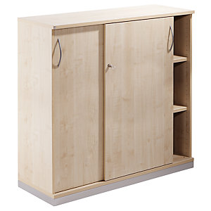 THEA - Schiebetürenschrank, 2 Fachböden, 3 Ordnerhöhen, Ahorn-Dekor.