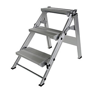 Alu-Klapptreppe, ohne Sicherheitsbügel, 3 Stufen.