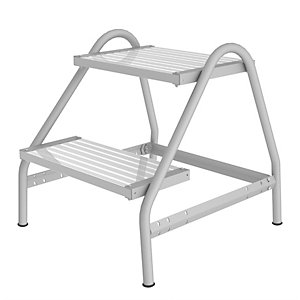 Arbeitspodest, Stahlrundrohr, Stufen aus Leichtmetallprofilen, 2 Stufen.