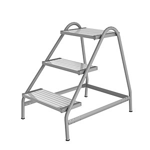 Arbeitspodest, Stahlrundrohr, Stufen aus Leichtmetallprofilen, 3 Stufen.