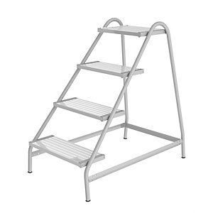 Arbeitspodest, Stahlrundrohr, Stufen aus Leichtmetallprofilen, 4 Stufen.