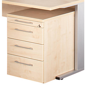 PETRA - Rollcontainer, Materialschale, 3 Schubladen, Ahorn-Dekor.