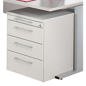 PETRA - Rollcontainer, Materialschale, 3 Schubladen, lichtgrau.