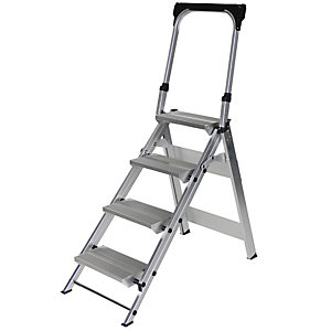 Alu-Klapptreppe, mit Sicherheitsbügel, 4 Stufen.