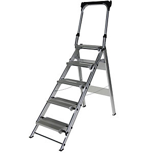 Alu-Klapptreppe, mit Sicherheitsbügel, 5 Stufen.