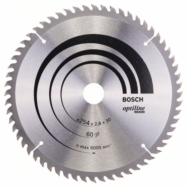 BOSCH Kreissägeblatt Optiline Wood für Kapp- und Gehrungssägen, 254 x 30 x 2,8 mm, 60